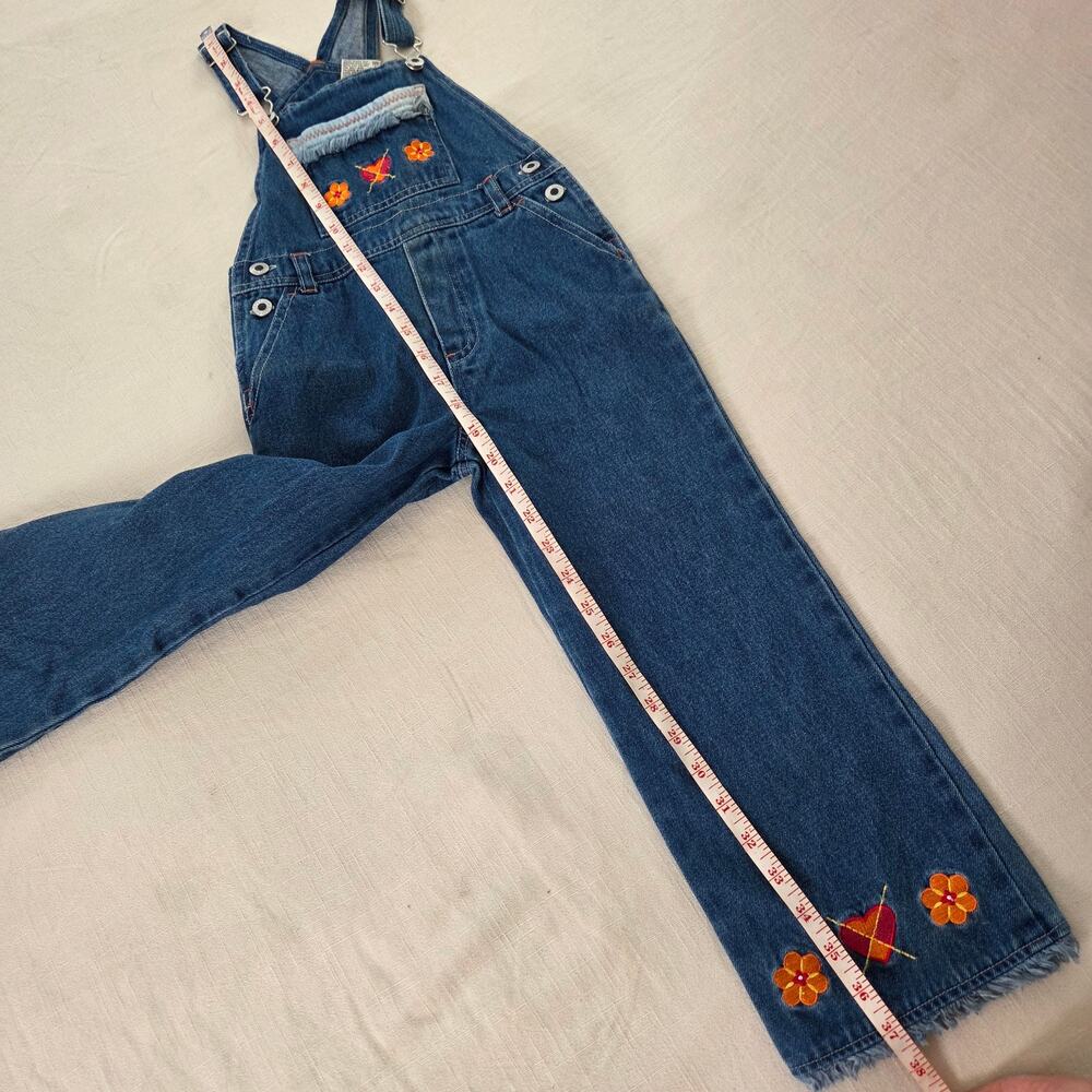 Vintage Hearts + Flowers Denim Overalls 5t - Picture 4 of 6